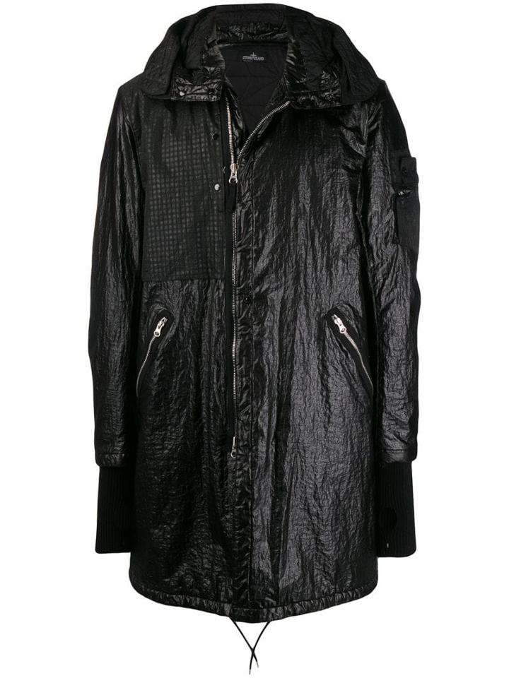 Stone Island Shadow Project Padded Logo Patch Coat - Black
