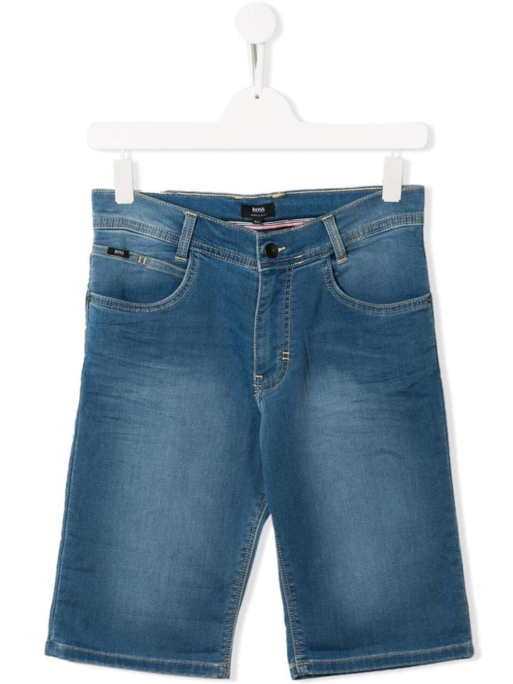 Boss Kids Knee-length Denim Shorts - Blue