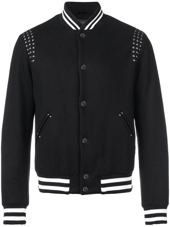 Overcome Teddy Studded Bomber Jacket - Black