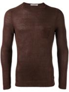 La Fileria For D'aniello Slim-fit Ribbed Jumper, Men's, Size: 50, Brown, Linen/flax