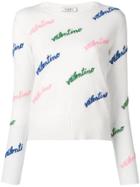 Valentino Embroidered Logo Ribbed Jumper - White