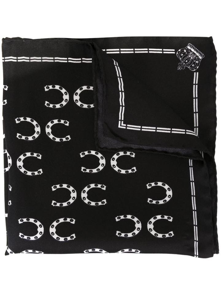 Dolce & Gabbana Horseshoe Print Pocket Square, Men's, Black, Silk