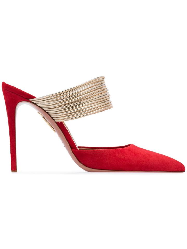 Aquazzura Red New Rendezvous 105 Suede Leather Mules