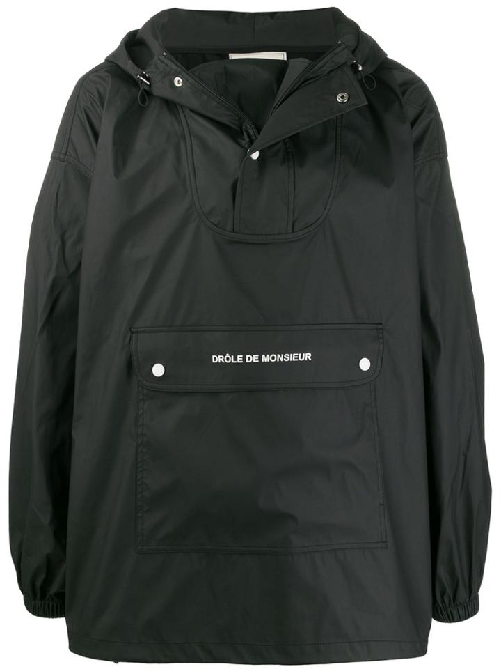 Drôle De Monsieur Logo Pullover Rain Jacket - Black