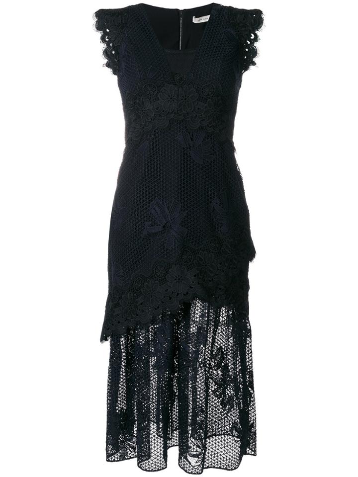 Three Floor State Of Mind Lace Dress - Blue