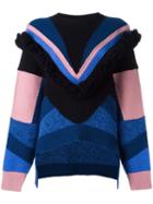 Stella Mccartney Fringe Trim Colour Block Jumper, Women's, Size: 38, Wool
