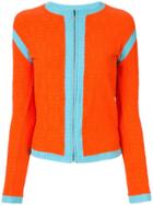 Chanel Pre-owned Textured Logo Pattern Zipped Jacket - Orange