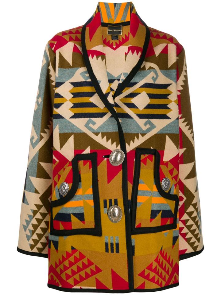 Jessie Western Concho Oversized Printed Coat - Neutrals