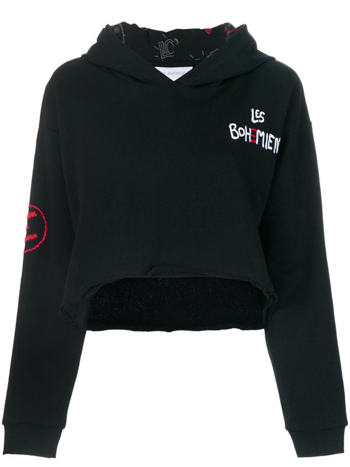 Les Bohemiens Cropped Hooded Sweatshirt - Black