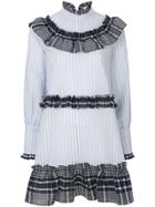 Ganni Gathered Gingham Dress - Blue