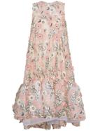 Huishan Zhang Jodie Floral Embroidered Dress - Pink & Purple