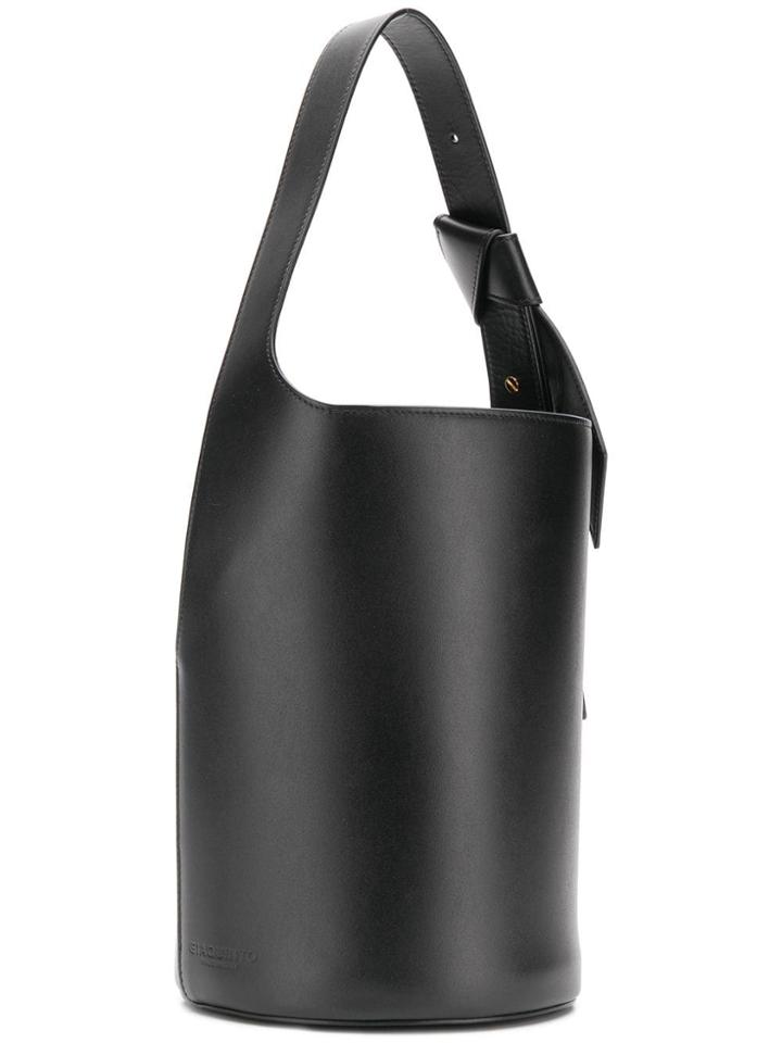Giaquinto Layered Stitched Bucket Bag - Black