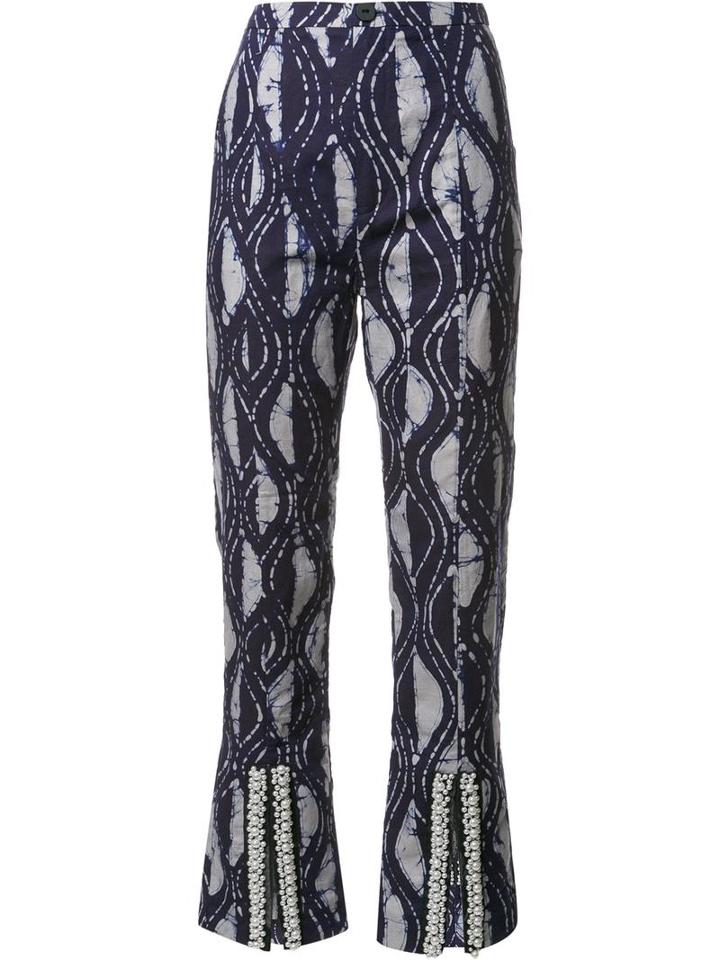 Maki Oh 'inner Eyes' Adire Trousers, Women's, Size: Medium, Blue, Linen/flax