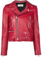 Saint Laurent Classic Biker Jacket, Women's, Size: 40, Red, Cotton/lamb Skin/cupro
