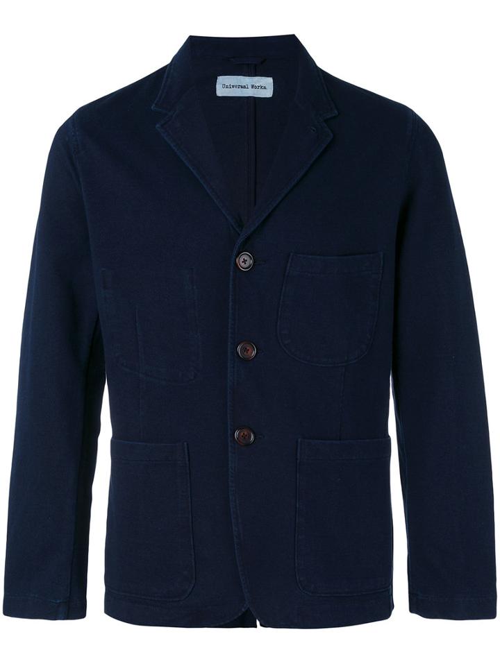 Universal Works - Notched Lapel Jacket - Men - Cotton/polyamide/spandex/elastane - L, Blue, Cotton/polyamide/spandex/elastane