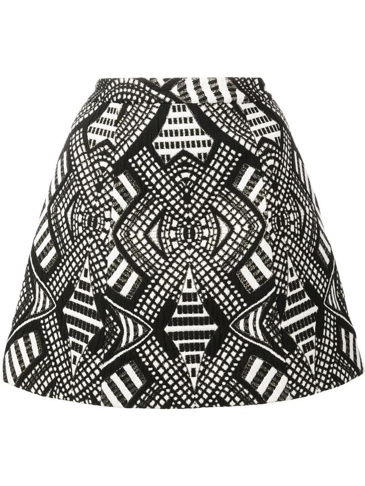 Alice+olivia Geometric Pattern A-line Skirt, Women's, Size: 12, Black, Acrylic/polyester/spandex/elastane