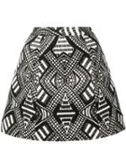 Alice+olivia Geometric Pattern A-line Skirt, Women's, Size: 12, Black, Acrylic/polyester/spandex/elastane