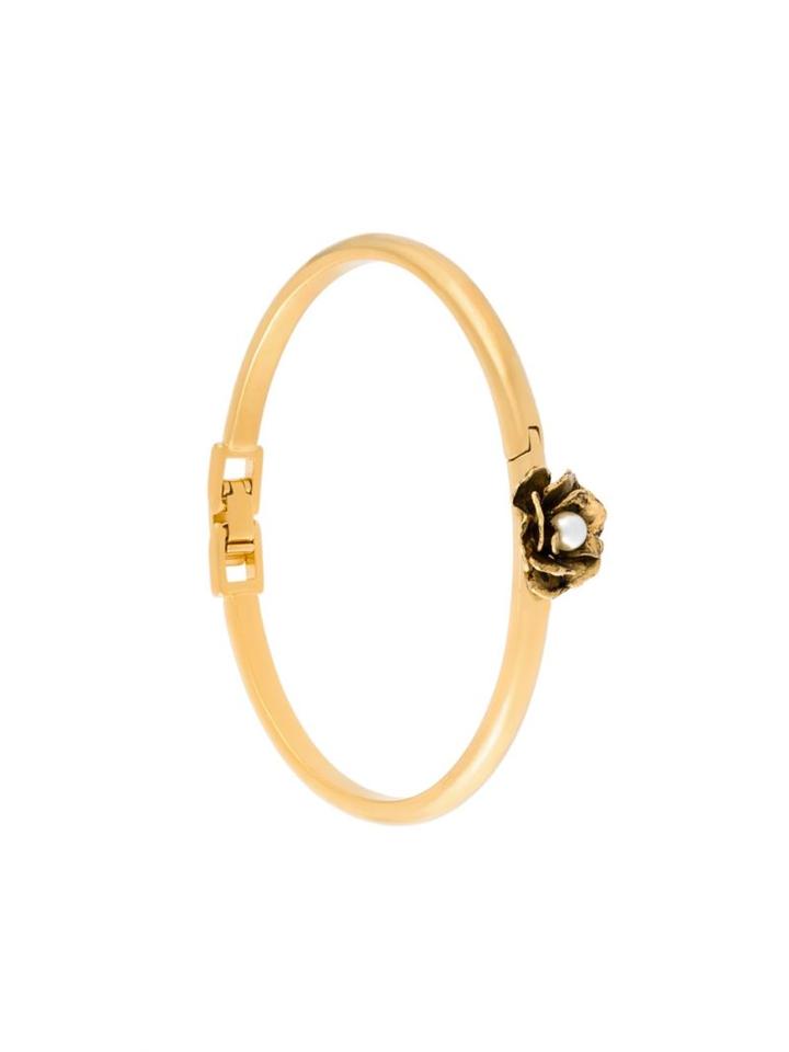 Marc Jacobs Flower Hinge Cuff, Women's, Metallic, Brass