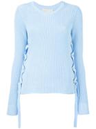 Zanone Lace-up Jumper, Women's, Size: 42, Blue, Virgin Wool