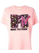 Marc Jacobs Mtv X Marc Jacobs Embellished Short Sleeve Sweatshirt, Women's, Size: Xs, Pink/purple, Wool/tencel/polyamide/polyester