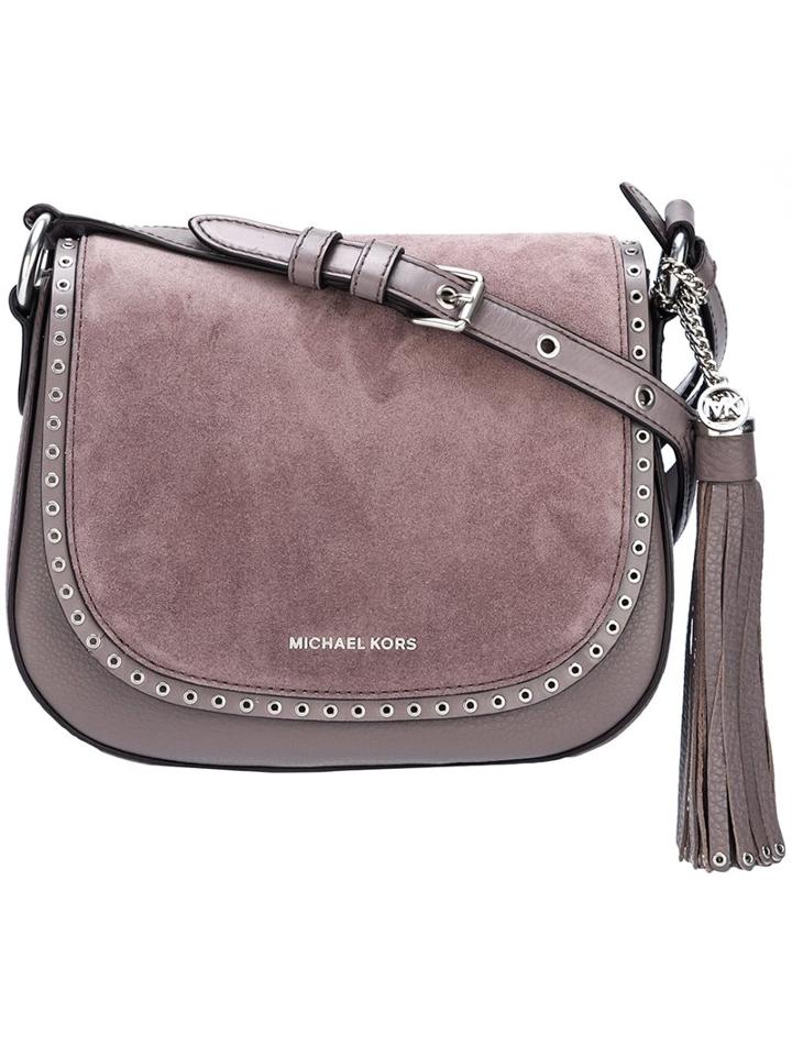 Michael Michael Kors 'brooklyn' Saddle Crossbody Bag, Women's, Grey, Leather/suede
