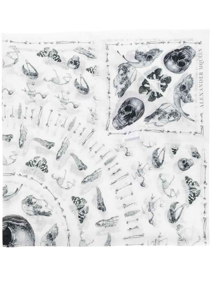 Alexander Mcqueen Skull Print Scarf - White