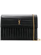 Saint Laurent Structured Ysl Satchel Bag - Black