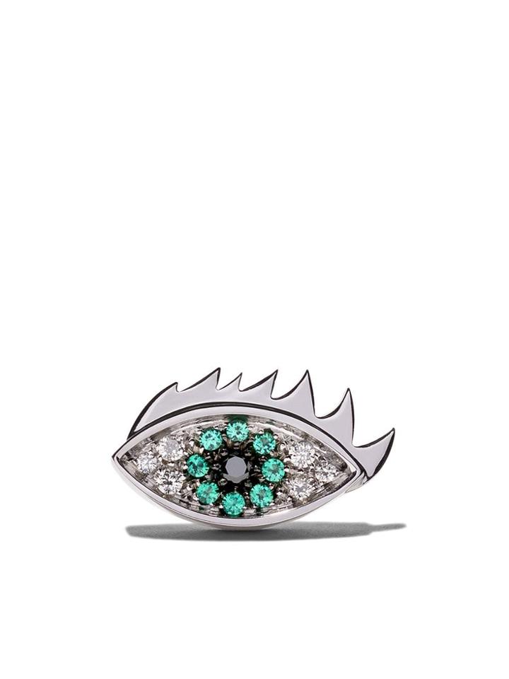 Delfina Delettrez 18kt White Gold, Emerald And Diamond Eye On Me