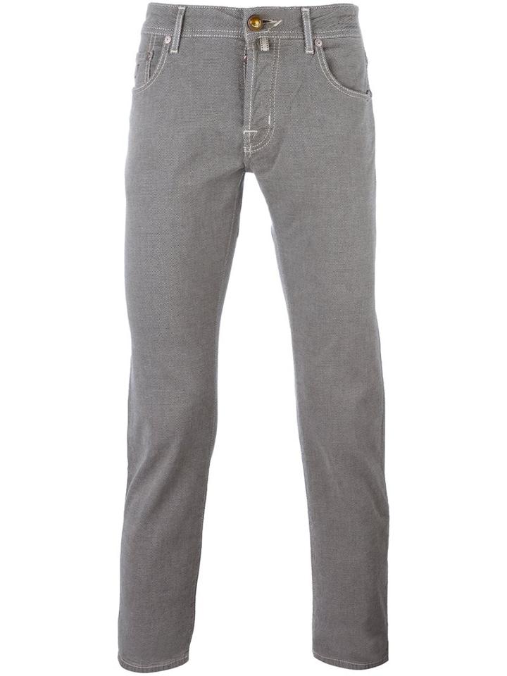 Jacob Cohen Jacquard Skinny Trousers, Men's, Size: 31, Nude/neutrals, Cotton/spandex/elastane