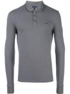 Armani Jeans Longsleeved Polo Shirt, Men's, Size: Large, Grey, Cotton/spandex/elastane