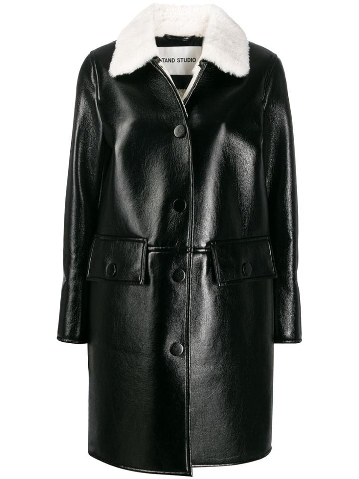 Stand Studio Gaia Faux-fur Collar Coat - Black