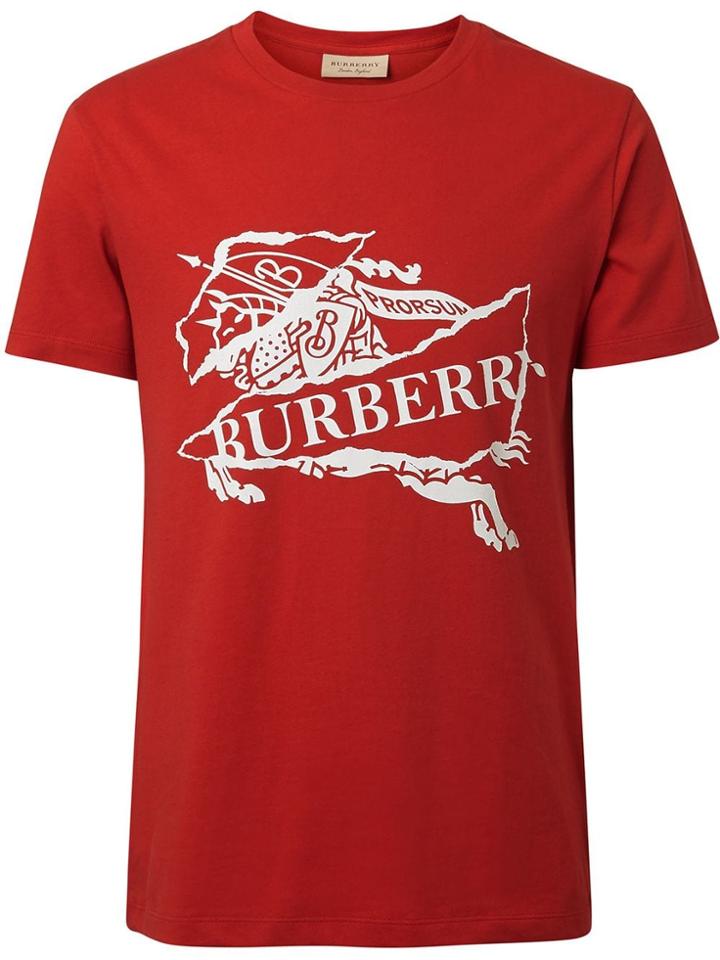 Burberry Collage Logo Print Cotton T-shirt - Red