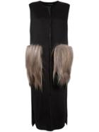 Maurizio Pecoraro Bicolour Long Vest, Women's, Size: 40, Blue, Goat Fur/wool