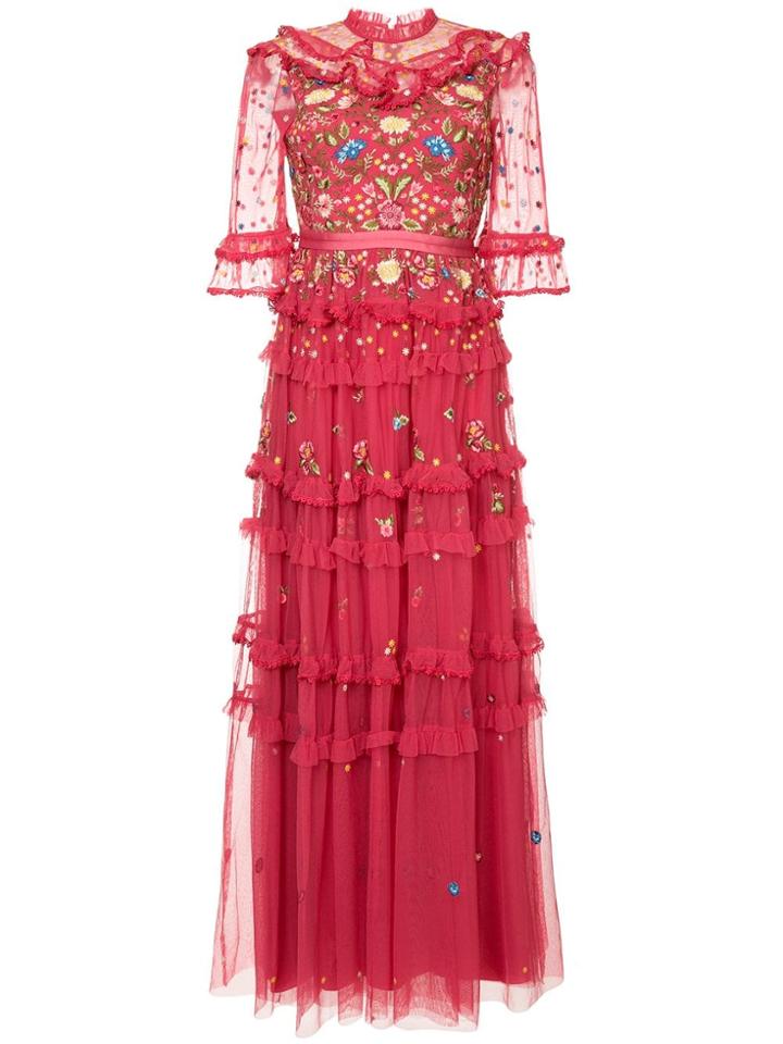 Needle & Thread Pandora Embroidered Gown - Pink & Purple