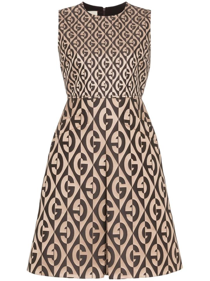 Gucci G Rhombus Logo Printed Dress - Brown