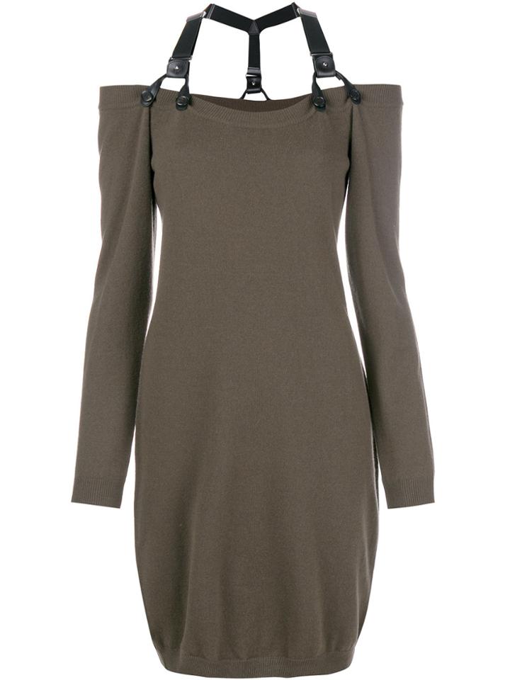 Moschino Suspenders Knitted Dress - Green