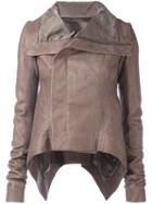 Rick Owens 'naska' Biker Jacket, Women's, Size: 44, Grey, Cotton/calf Leather/cupro/virgin Wool