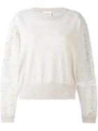 Chloé Guipure Insert Jumper, Women's, Size: Medium, Nude/neutrals, Merino/cashmere/cotton/polyester