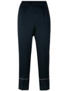 Brunello Cucinelli - Contrast Trim Tailored Trousers - Women - Acetate/viscose - 42, Women's, Blue, Acetate/viscose