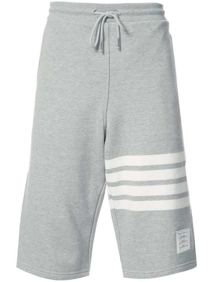 Thom Browne Striped Detail Sweatshorts, Men's, Size: 3, Grey, Cotton
