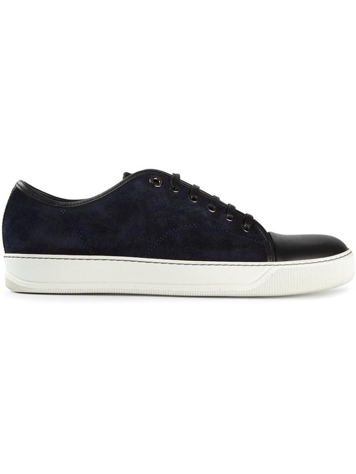 Lanvin Toe Cap Sneakers, Men's, Size: 9, Blue, Calf Leather/lamb Skin/rubber