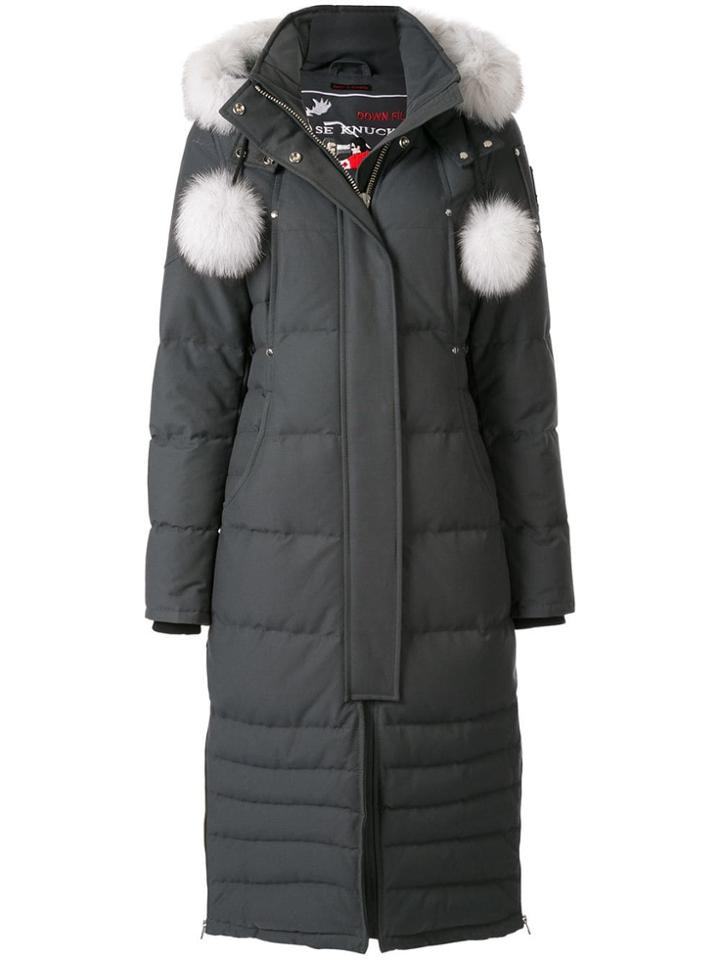 Moose Knuckles Pom Pom Padded Coat - Grey