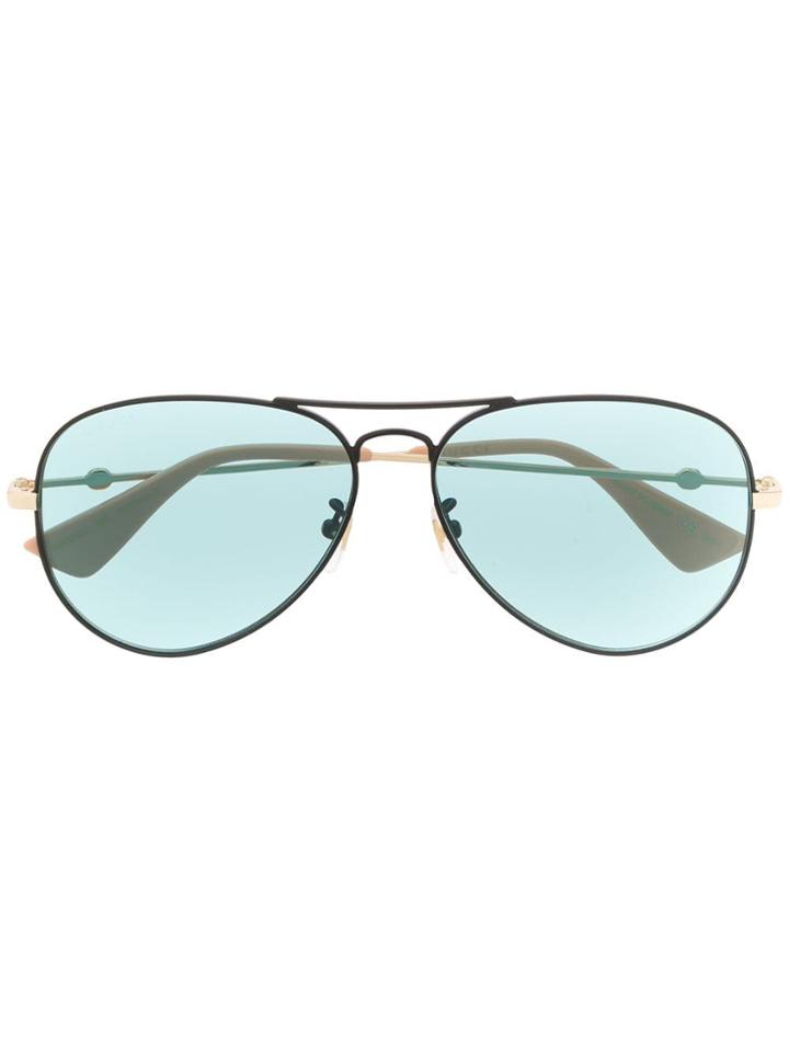 Gucci Eyewear Tinted Aviator Frame Sunglasses - Gold
