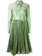 Manoush Pleated Melange Shirt Dress, Women's, Size: 40, Green, Cotton/polyester