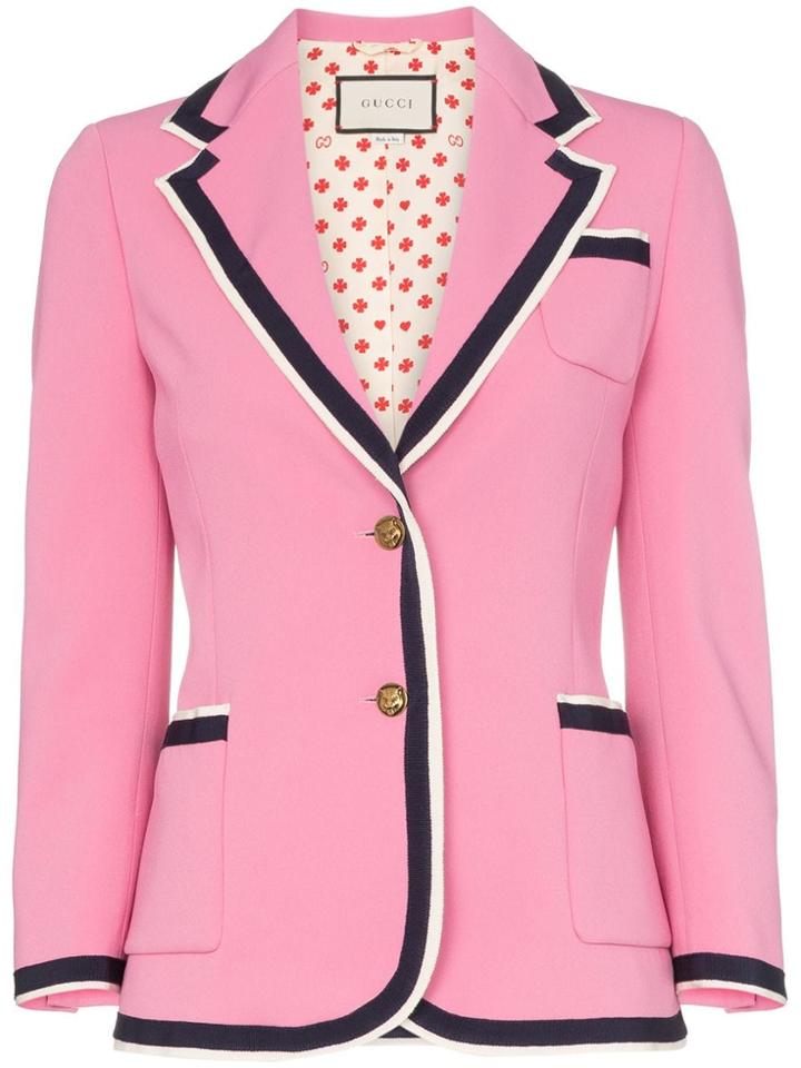 Gucci Single Breasted Striped Crepe Blazer - Pink