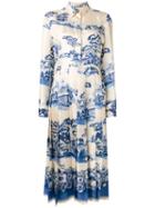 Gucci Porcelain Garden Midi Dress, Women's, Size: 42, White, Silk