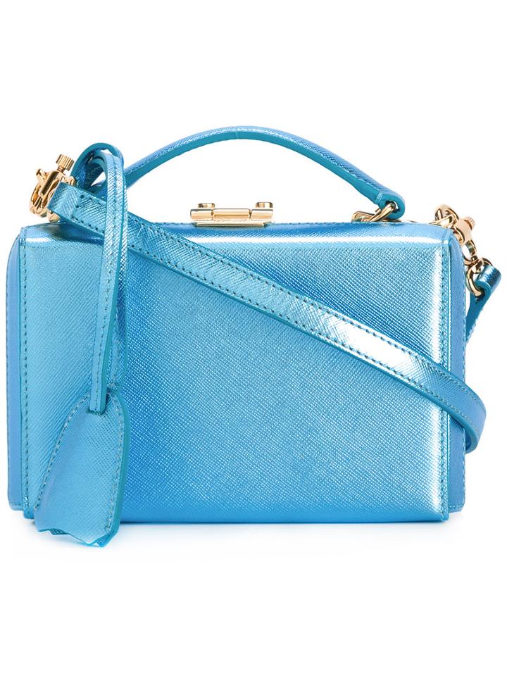 Mark Cross Mini Grace Box Tote, Women's, Blue, Leather