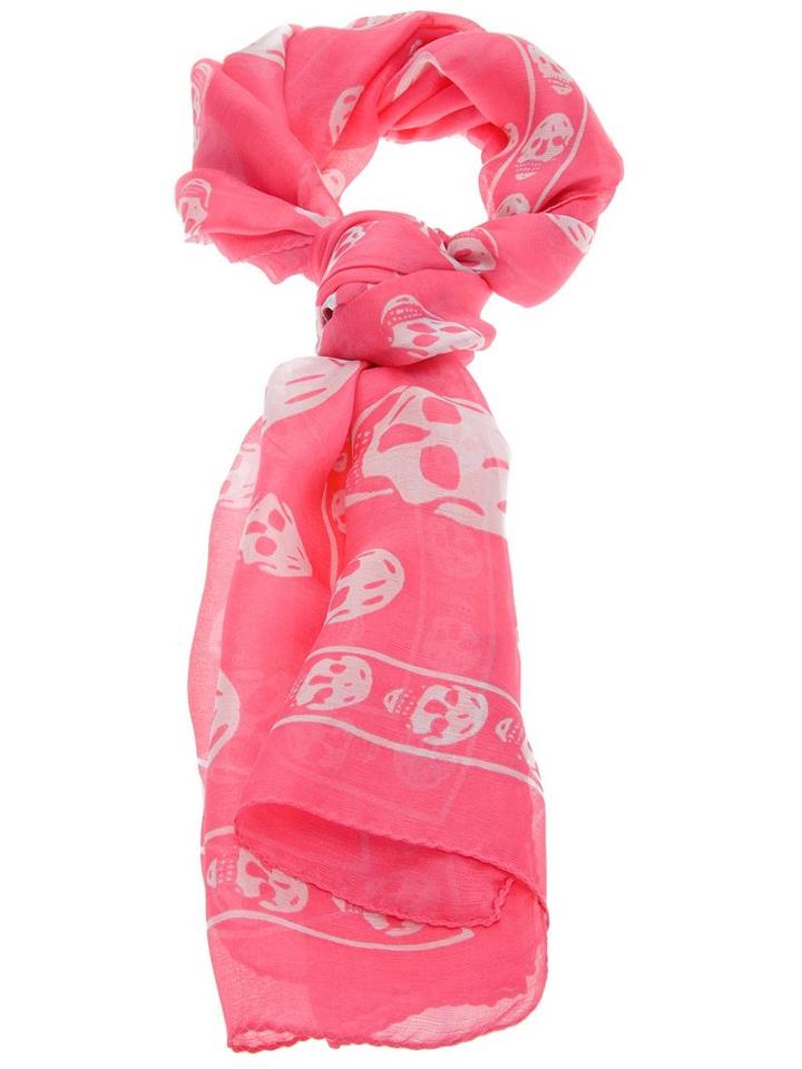 Alexander Mcqueen Skull Print Scarf, Women's, Pink/purple, Silk