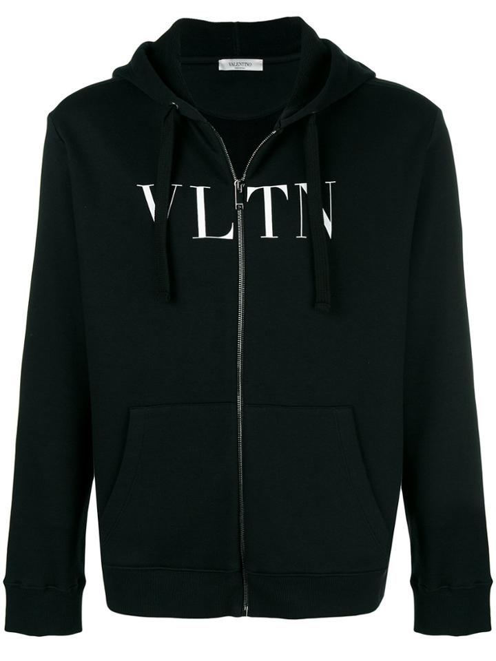 Valentino Vltn Print Hoodie - Black