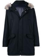 Eleventy Fur Hood Coat - Blue